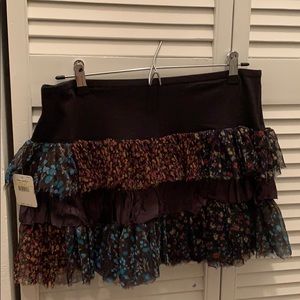 Boho mini skirt with floral print